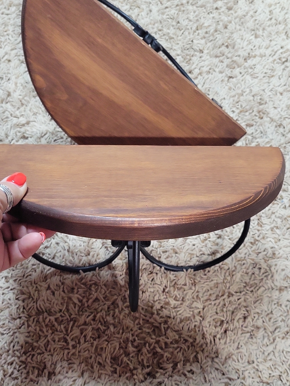 Wooden Semi-Circle Accent Shelf in Brown Set Of 2